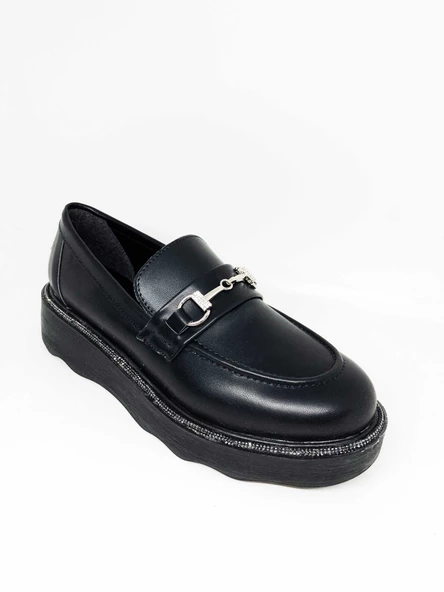 Platform Taşlı Taban Loafer Çok Şık Ayakkabı - 3