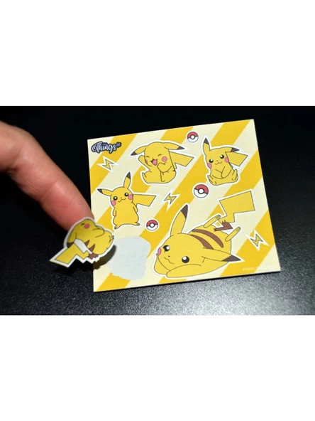 Mini Things Art *özel Tasarım* Pikaçu (Pikachu) Pokemon Sticker 11 Parça Set -2 Adet- - 5