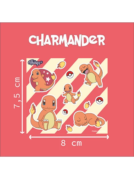 Mini Things Art Charmander Sticker Pokemon 11 Parça Set -2 Adet - - 4