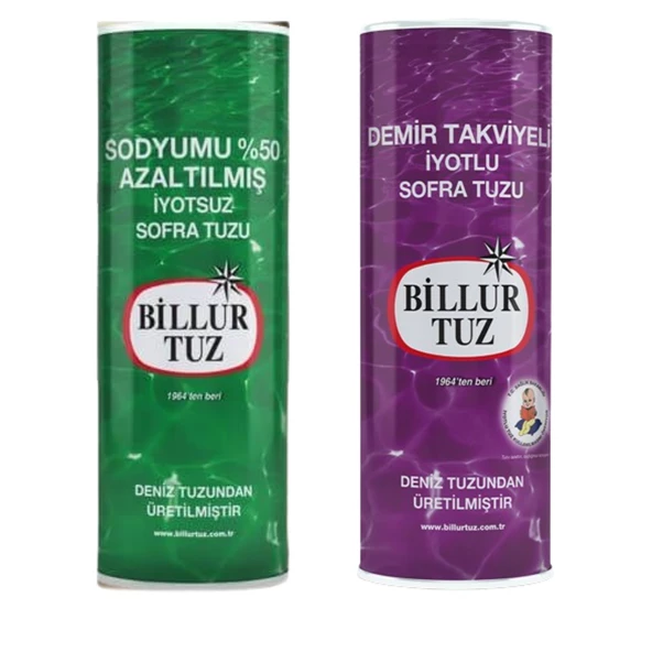 Billur Tuz Sodyumu Azaltılmış İyotsuz 500 g Demir Takviyeli İyotlu 500 g