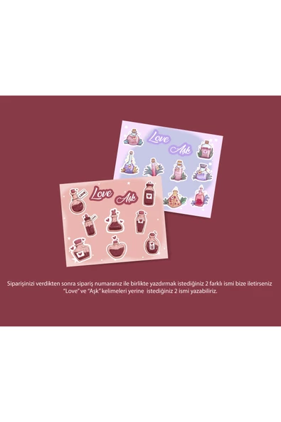 Love Potion - Aşk İksiri - Sevgililer Günü 2 Adet Sticker Set