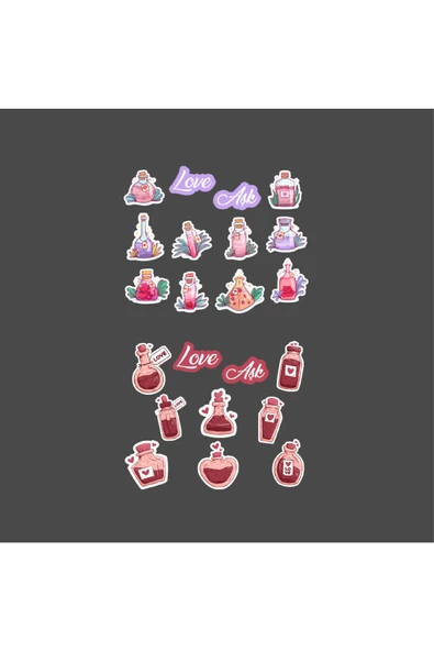 Love Potion - Aşk İksiri - Sevgililer Günü 2 Adet Sticker Set - 4