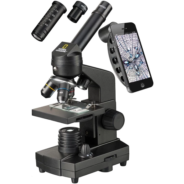 Bresser National Geographic 40x–1280x Microscope with Smartphone Holder