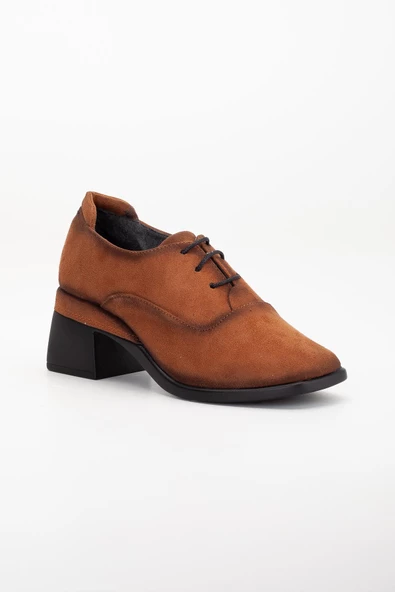 Süet Hazır Taban Bağlı Taba Kadın Günlük Ayakkabı - Resim 4