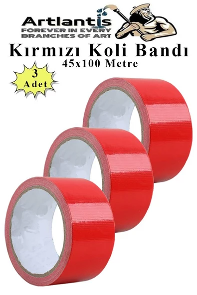 Kırmızı Koli Bantı 100 Metre 3 Adet 45mm x 100 Metre Renkli Koli Bandı Extra Güçlü Formül Akrilik Koli Bandı