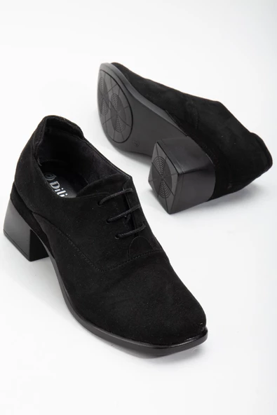 Süet Hazır Taban Bağlı Siyah Kadın Günlük Ayakkabı ürün görseli