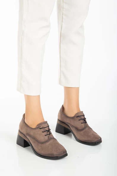 Süet Hazır Taban Bağlı Vizon Kadın Günlük Ayakkabı - Resim 2