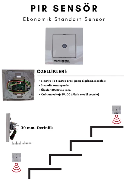 AT-SMART Ultra Wifi Serisi Akıllı Merdiven Modül + 3 Adet PIR Sensör - 4