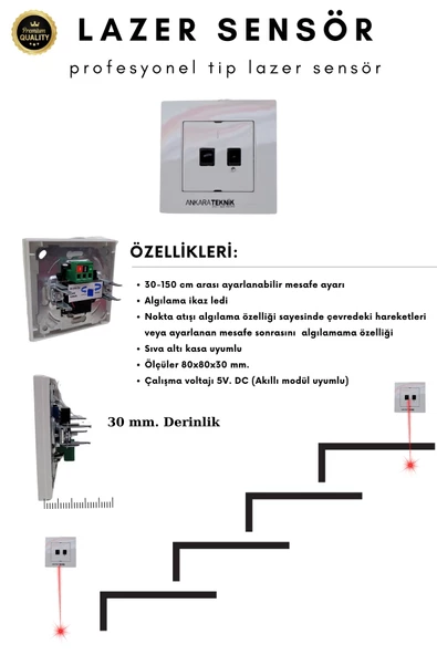 AT-SMART Ultra Wifi Serisi Akıllı Merdiven Modül + 2 Adet LAZER Sensör - 4