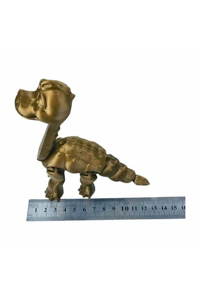 3D Hareketli Oyuncak Brakiyozor (Brachiosaurus) Dinozor - Altın Kahve - 6