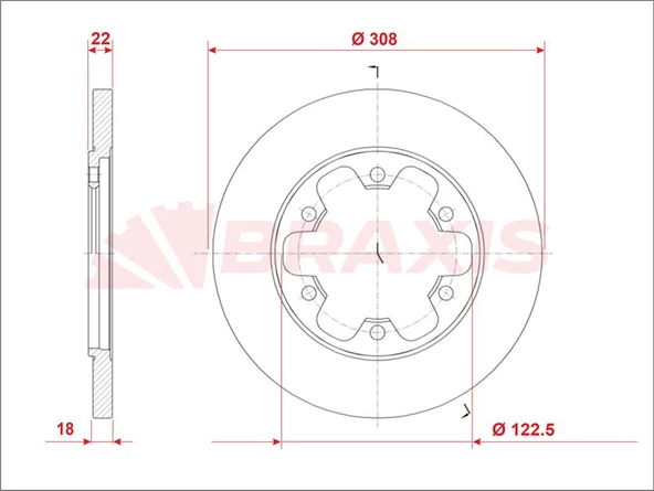 Braxis ARKA FREN DISKI YENI KASA TRANSIT V363 CIFT TEKER 6 BIJON 14> ( TAKIM FIYAT ) - 2