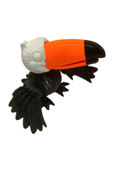 3D Hareketli Tukan Kuşu Figürlü Oyuncak - Siyah/Beyaz/Turuncu - Resim 2