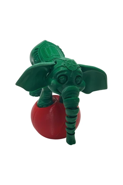 3D Hareketli Oyuncak Sirk Fili Denge Topu Dahil - Yeşil - Resim 4