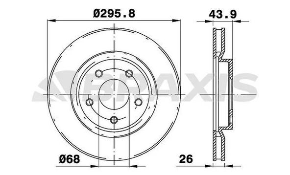 Braxis ON FREN DISK AYNASI HAVALI QASHQAI 07>12 X TRAIL 08>12 KOLEOS 08> 296X5 - 2