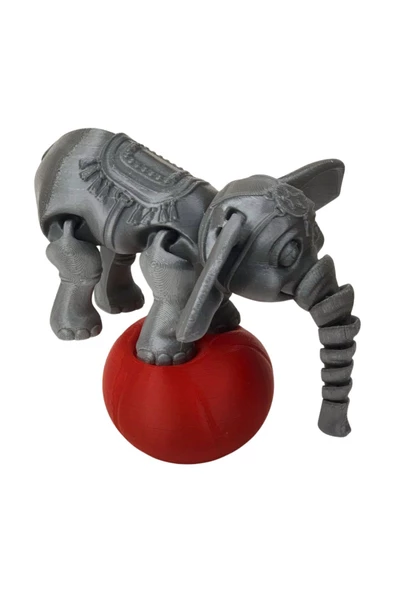 3D Hareketli Oyuncak Sirk Fili Denge Topu Dahil - Gri - Resim 2