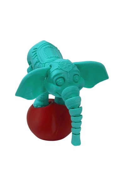 3D Hareketli Oyuncak Sirk Fili Denge Topu Dahil - Turkuaz - 5