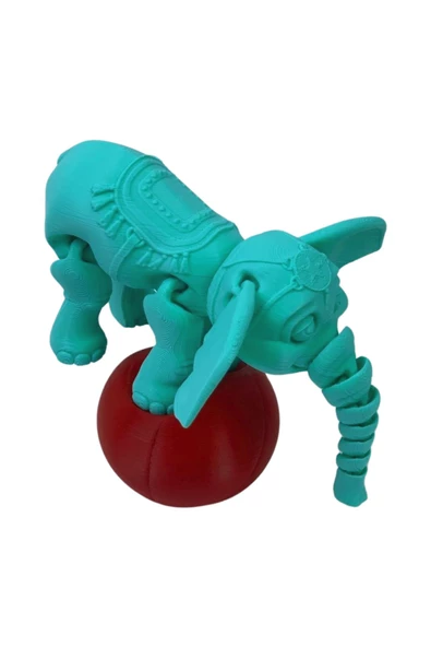 3D Hareketli Oyuncak Sirk Fili Denge Topu Dahil - Turkuaz - 3