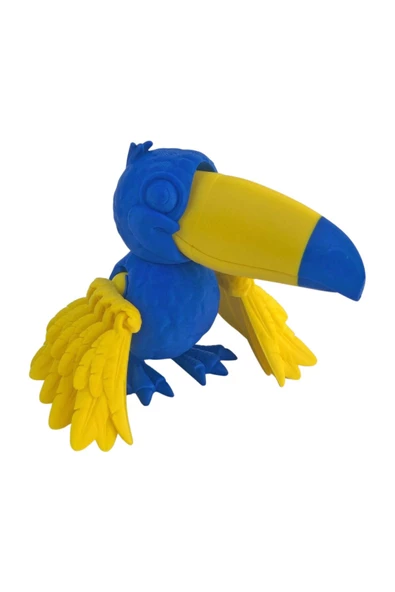 3D Hareketli Tukan Kuşu Figürlü Oyuncak - Sarı Lacivert - Resim 2