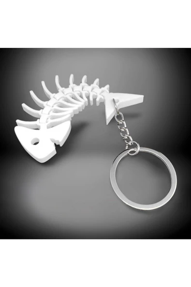 3D Haraketli Balık Anahtarlık - Beyaz - 3