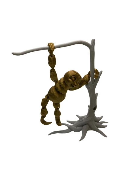3D Hareketli Oyuncak Tembel Hayvan (Sloth) Ağaç Dekoru Dahil - Altın Kahve - 7