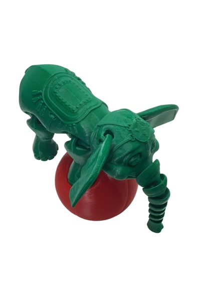 3D Hareketli Oyuncak Sirk Fili Denge Topu Dahil - Yeşil - Resim 3