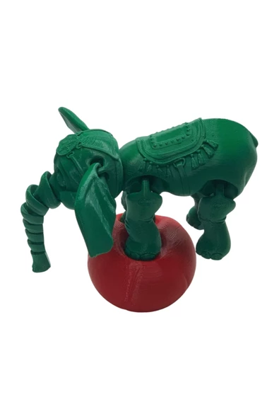 3D Hareketli Oyuncak Sirk Fili Denge Topu Dahil - Yeşil - Resim 2