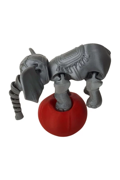 3D Hareketli Oyuncak Sirk Fili Denge Topu Dahil - Gri - Resim 4