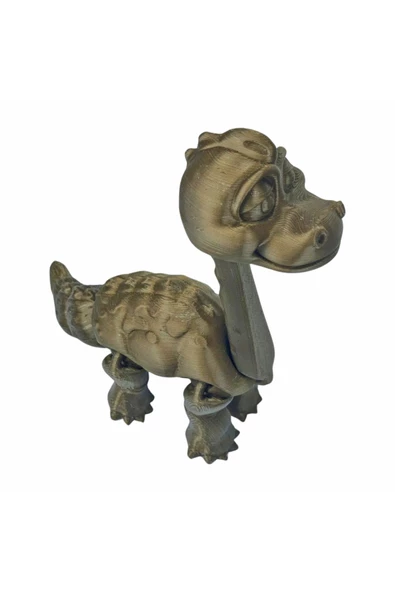 3D Hareketli Oyuncak Brakiyozor (Brachiosaurus) Dinozor - Altın Kahve - 3