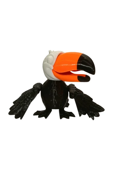 3D Hareketli Tukan Kuşu Figürlü Oyuncak - Siyah/Beyaz/Turuncu ürün görseli 1