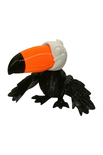 3D Hareketli Tukan Kuşu Figürlü Oyuncak - Siyah/Beyaz/Turuncu - Resim 3