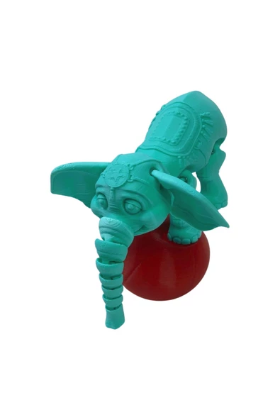 3D Hareketli Oyuncak Sirk Fili Denge Topu Dahil - Turkuaz - 7