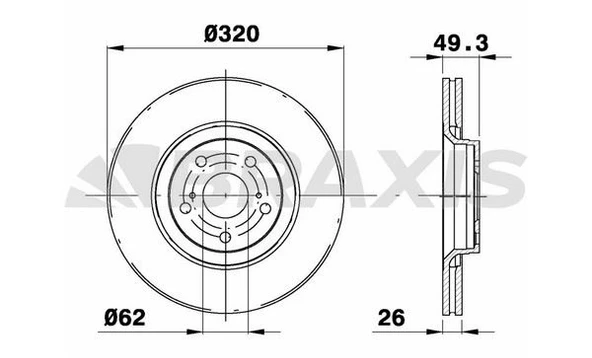Braxis ON FREN DISK (AYNASI) TOYOTA AVENSIS VERSO 2.0 D4D 2.2 D4D 08-18 (320X5) - Resim 2