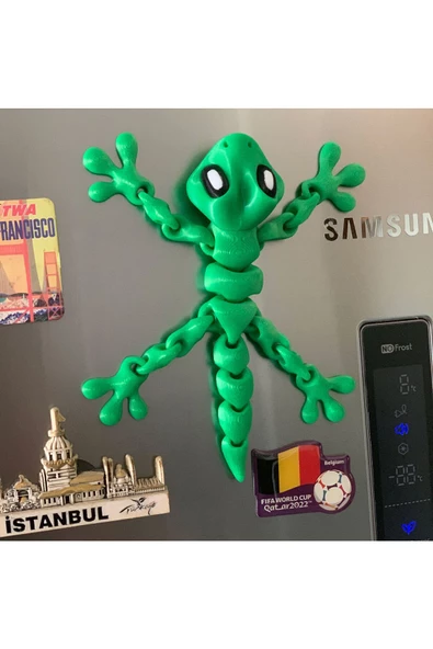 3D Hareketli Gecko Kertenkele Figürlü Buzdolabı Magneti (Süsü) - Yeşil - 7