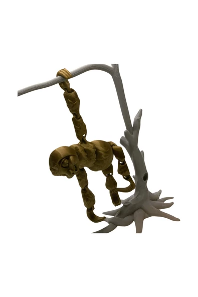 3D Hareketli Oyuncak Tembel Hayvan (Sloth) Ağaç Dekoru Dahil - Altın Kahve - 4