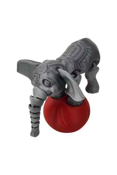 3D Hareketli Oyuncak Sirk Fili Denge Topu Dahil - Gri - Resim 3