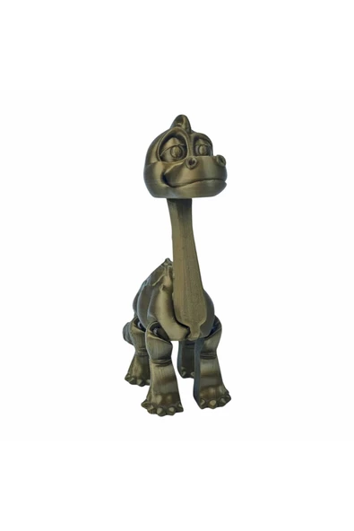 3D Hareketli Oyuncak Brakiyozor (Brachiosaurus) Dinozor - Altın Kahve - 4