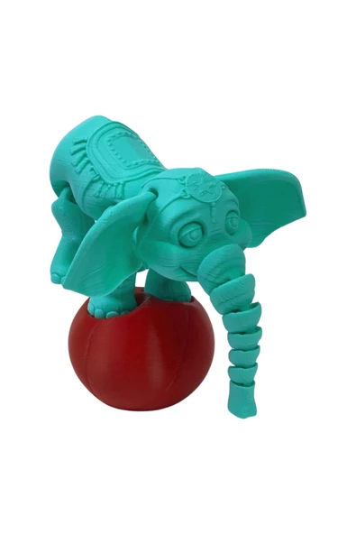 3D Hareketli Oyuncak Sirk Fili Denge Topu Dahil - Turkuaz - 8