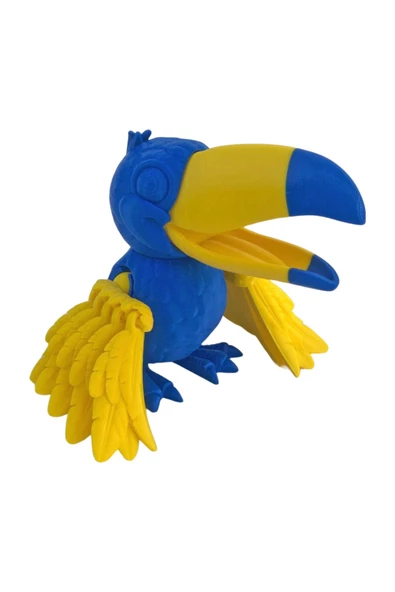 3D Hareketli Tukan Kuşu Figürlü Oyuncak - Sarı Lacivert - Resim 4