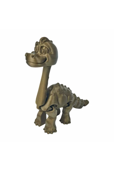 3D Hareketli Oyuncak Brakiyozor (Brachiosaurus) Dinozor - Altın Kahve - 2