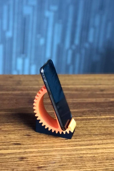 Dişli Tasarımlı Ayarlanabilir Telefon Ve Tablet Standı - Turuncu / Siyah - 3
