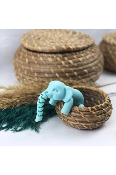 3d Hareketli Oyuncak Fil & Dekor - Turkuaz - Resim 2