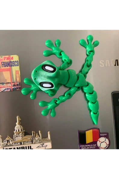 3D Hareketli Gecko Kertenkele Figürlü Buzdolabı Magneti (Süsü) - Yeşil - 2