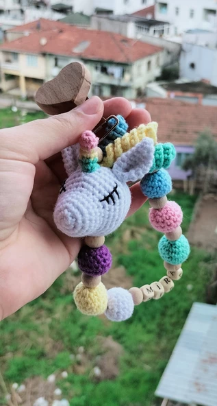 Dukakidstoys amigurumi unicorn isimli emzik Zinciri aksesuar oyuncak hediyelik