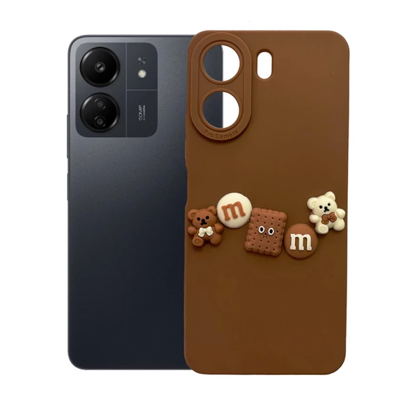 Xiaomi Redmi 13C Kılıf 3D M Bear Kamera Korumalı Silikon Kapak - 7