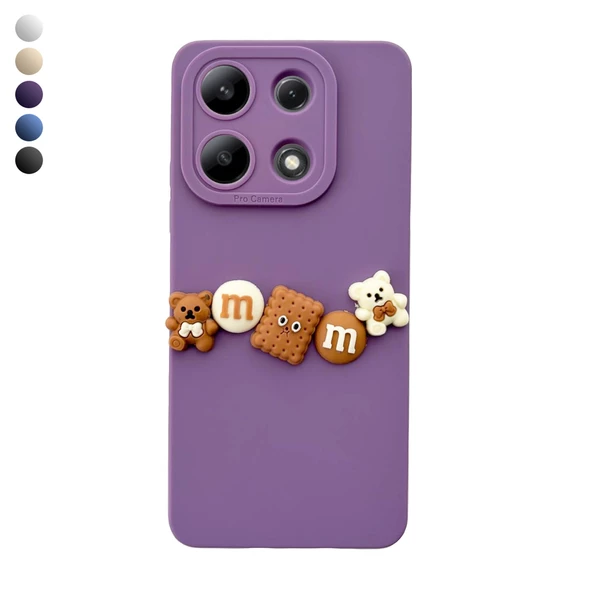 Xiaomi Redmi Note 13 4G Kılıf 3D M Bear Kamera Korumalı Silikon Kapak