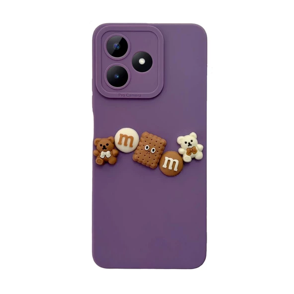 Realme Note 50 / C53 Kılıf 3D M Bear Kamera Korumalı Silikon Kapak - 6