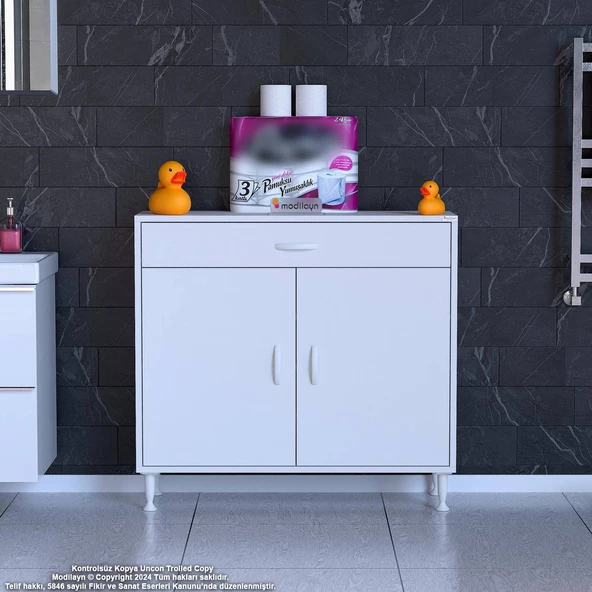 Modilayn EMİR 95 x 88 x 32,5 cm Çok Amaçlı 1 Çekmece 2 Kapaklı 3 Raf 4 Bölmeli Dolap - 2