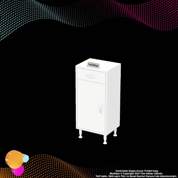 Modilayn EMİR 40 x 88 x 32,5 cm 1 Çekmece 1 Kapak 3 Raf 4 Bölme Çok Amaçlı Banyo & Mutfak Dolabı  - 8