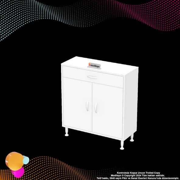 Modilayn EMİR 75 x 88 x 32,5 cm 1 Çekmece 2 Kapak 3 Raf 4 Bölme Çok Amaçlı Banyo & Mutfak Dolabı  - 9