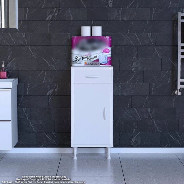 Modilayn EMİR 40 x 88 x 32,5 cm 1 Çekmece 1 Kapak 2 Raf 3 Bölme Çok Amaçlı Banyo & Mutfak Dolabı - 2